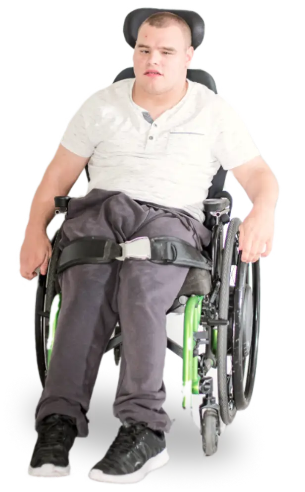 Disabled boy on wheelchair careassure