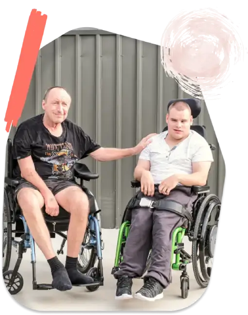 Two Disable People-on Wheelchair