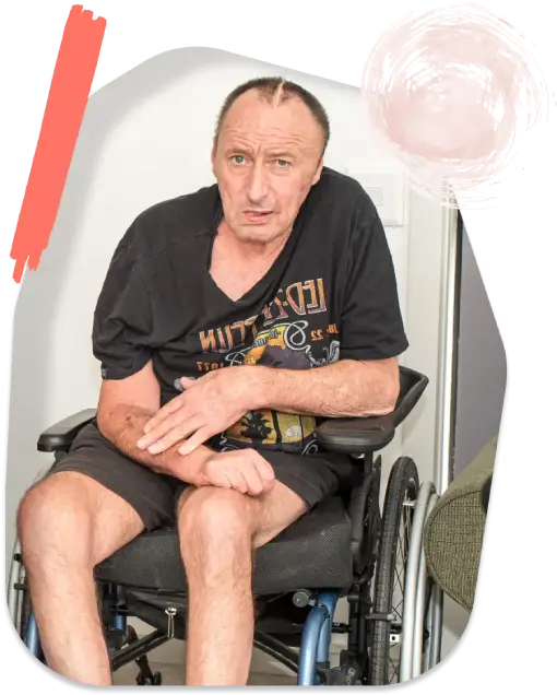 Disabled Old Man Sitting on Wheelchair