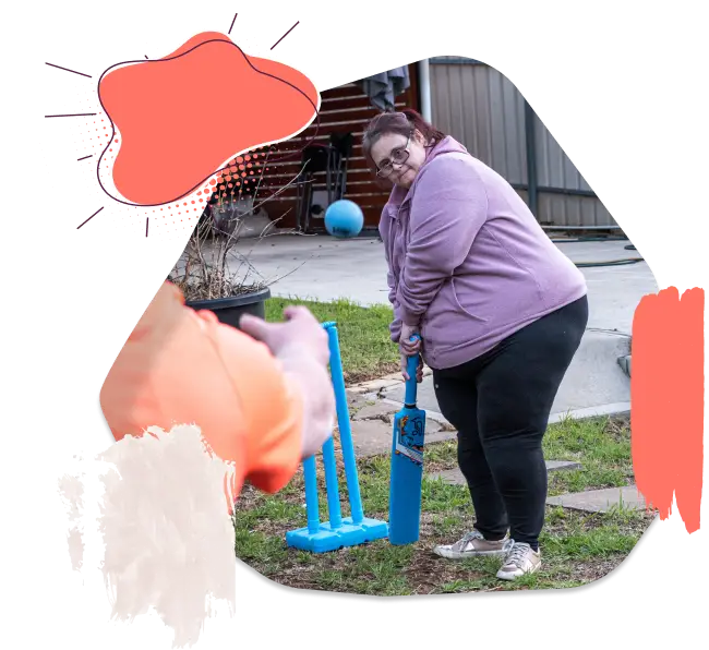 A disable Girl Playing Cricket Outside