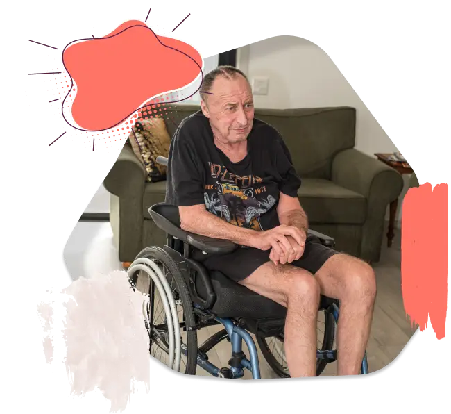 Disabled Old Man Sitting on Wheelchair